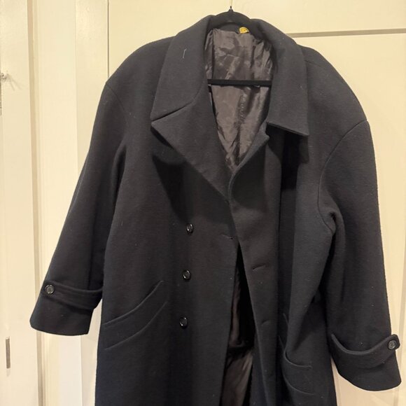 JK Collections New York Men’s Wool Overcoat Black Size 46 Made in USA - Picture 2 of 14